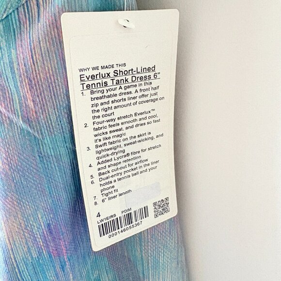 Lululemon Everlux Short-Lined Tennis Tank Dress 6" Pixel Diffuse Multi NWT Sz 4 - Picture 9 of 11